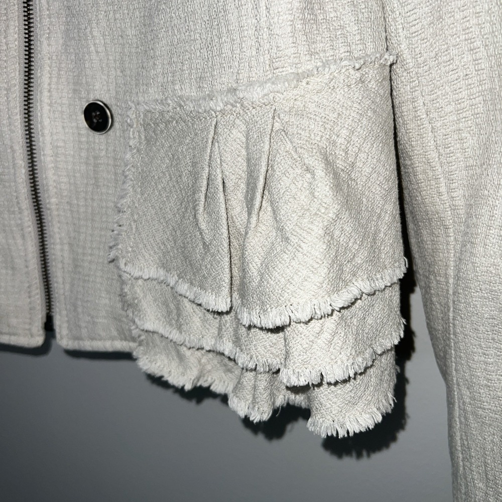 Banana‎ Republic Womens Cream Tweed Peplum Style Blazer With Stretch Size 14 EUC - Picture 4 of 16